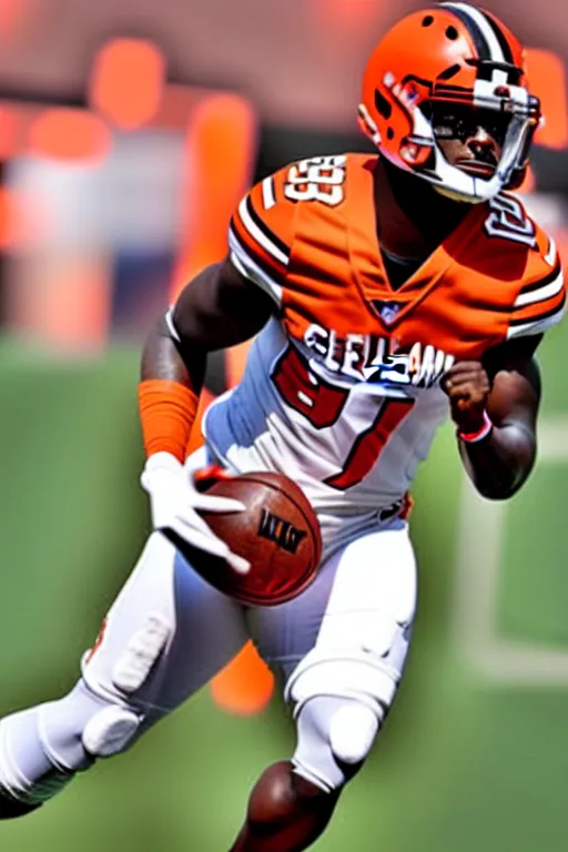 Image similar to lamar jackson in a cleveland browns uniform