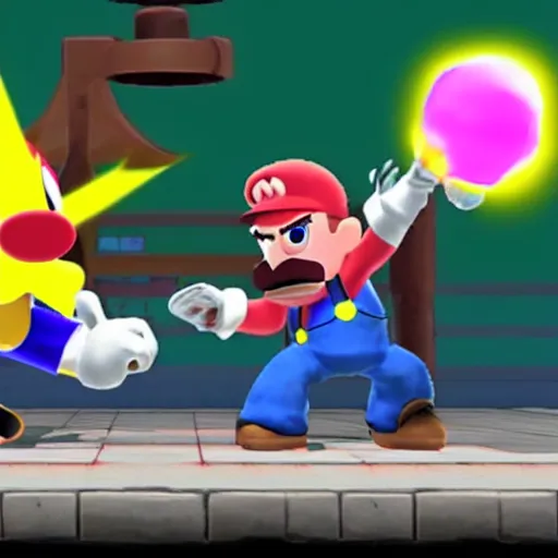 Image similar to walter white fighting kirby in super smash bros gamecube graphics