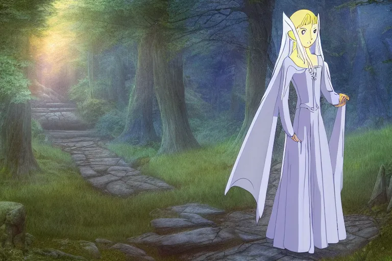 Prompt: tonemapped galadriel by hayao miyazaki, highly detailed,