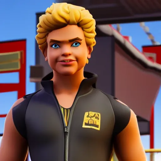 Prompt: young william katt in fortnite, character render, full body shot, 4 k, in game render