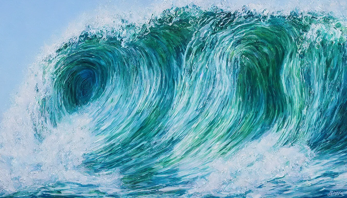 Image similar to spectacularly ocean wave barrel, photorealistic painting