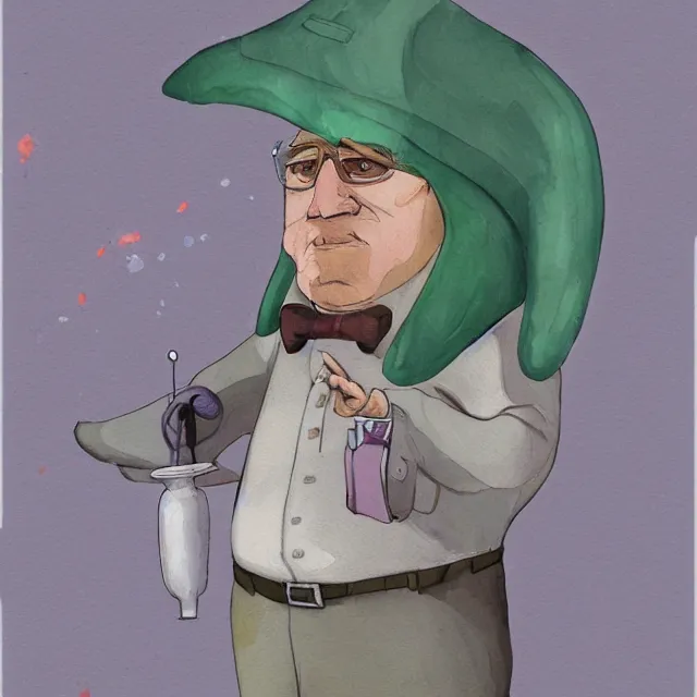 Prompt: a oil / watercolor painting full body character portrait of a wise, sarcastic male anthropomorphic narwal manager. his wardrobe is strange. in the style of moebius in the style of leonard boyarsky trending on artstation deviantart pinterest hyper detailed photorealistic highlights and shadow hd 8 k post - processing high resolution