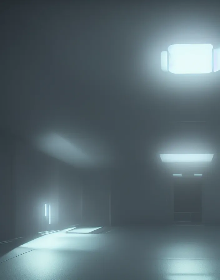 Image similar to futuristic dark and empty room, surreal, atmospheric lighting, octane render, unreal engine, 8 k