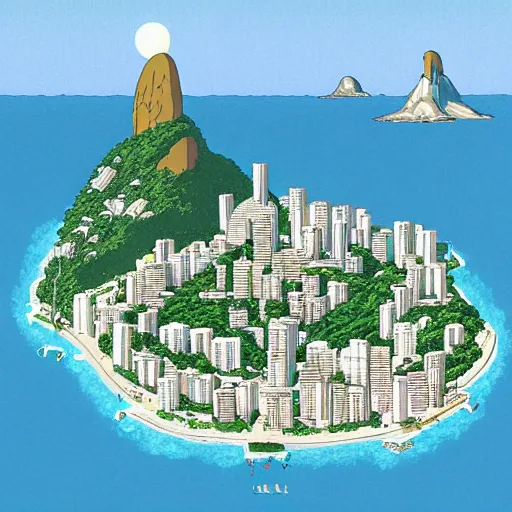 Image similar to Rio de janeiro by studio ghibli