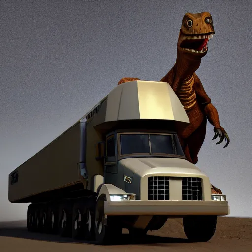 Image similar to velociraptor truck in star wars, futuristic dramatic lighting, intricate photorealism detail, cinematic composition, many exotic alien features, weta pixar, global illumation raytraced pbr