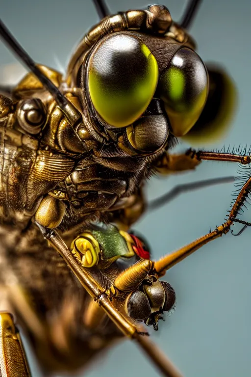 Prompt: a macro photograph of a bio - mech cyborg dragonfly by adam gor, by javier ruperez, 8 k