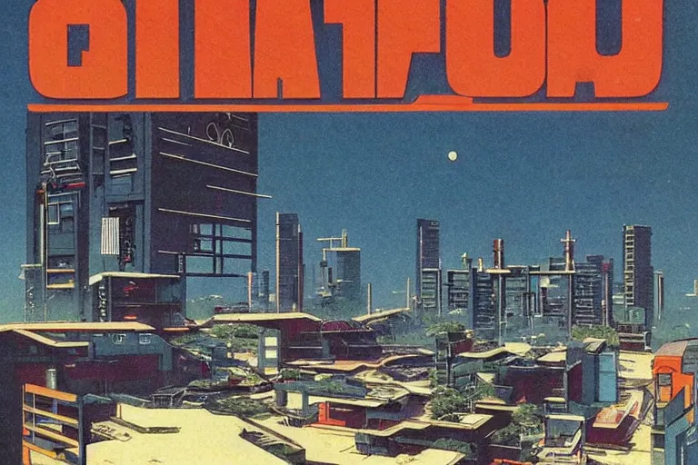 Prompt: 1 9 7 9 omni magazine cover of gated community in osaka. large modern houses. cyberpunk style by vincent di fate