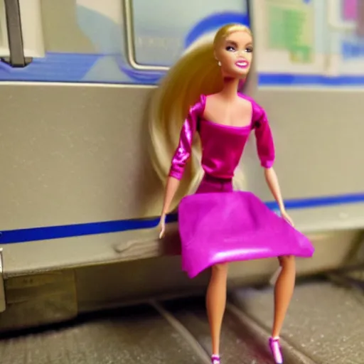 Prompt: barbie doing heroin, toilet, trainstation