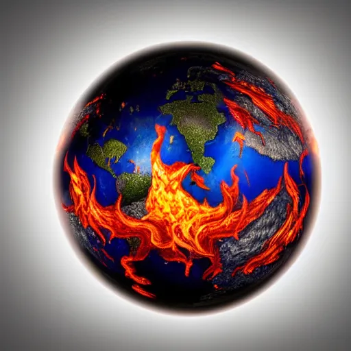 Image similar to water, fire, earth and air in one element, swirling around in a sphere