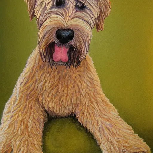 Prompt: portrait of a wheaten terrier by glass animals