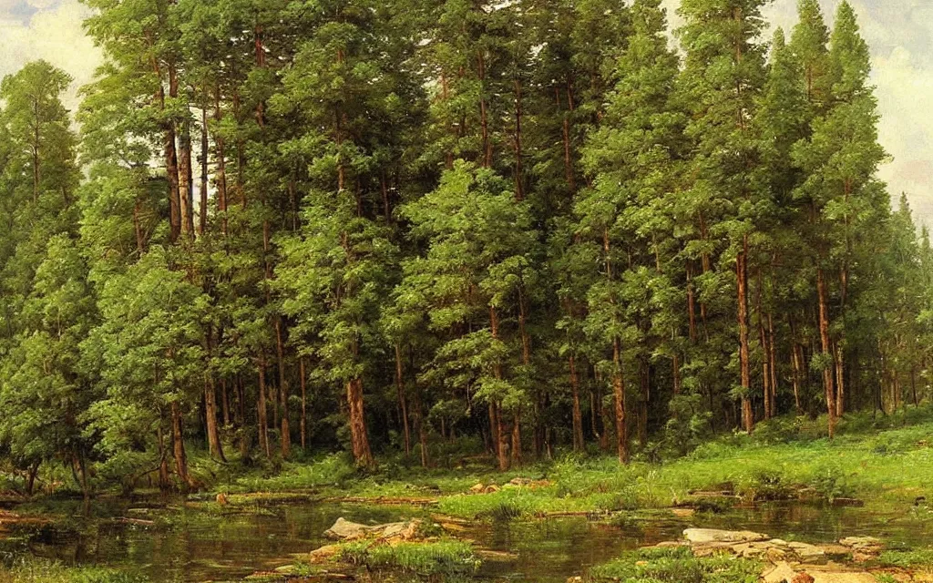 Image similar to a beautiful painting representative of the art style of ivan shishkin