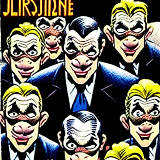 Image similar to drawing of gotham city's finest investigative reporter jack ryder with 1 4 tiny jokers reaching out of his mouth, 4 k art by brian bolland, graphic novel cover art