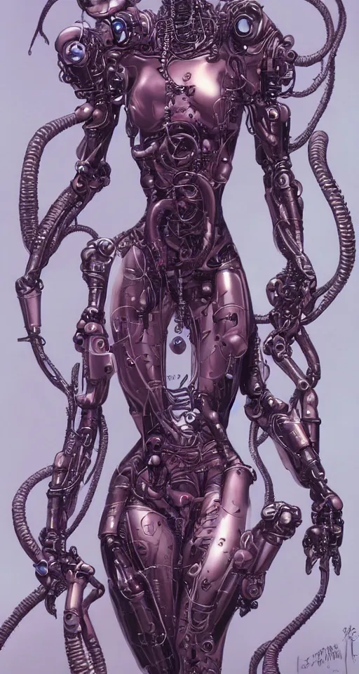 Prompt: Cthulhu cyberpunk woman, robotic, trending on artstation, by Hajime Sorayama and Boris Vallejo