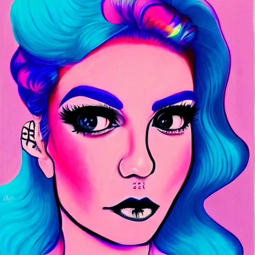 Image similar to marina diamandis by harumi hironaka, by vanessa lemen, trending on artstation