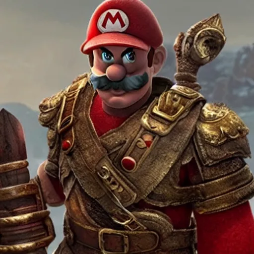 Image similar to super Mario in god of war