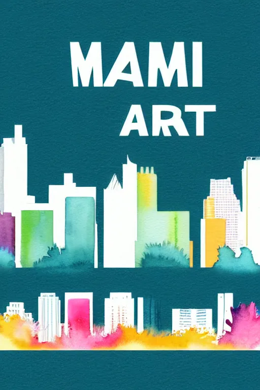 Image similar to minimalist watercolor art of miami, illustration, vector art