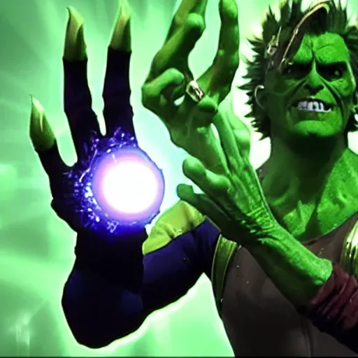 Image similar to shriek wielding the infinity stones in the infinity gauntlet