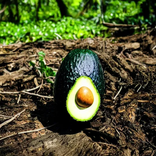 Image similar to nikocado avocado in the forest staring at me, night black and white