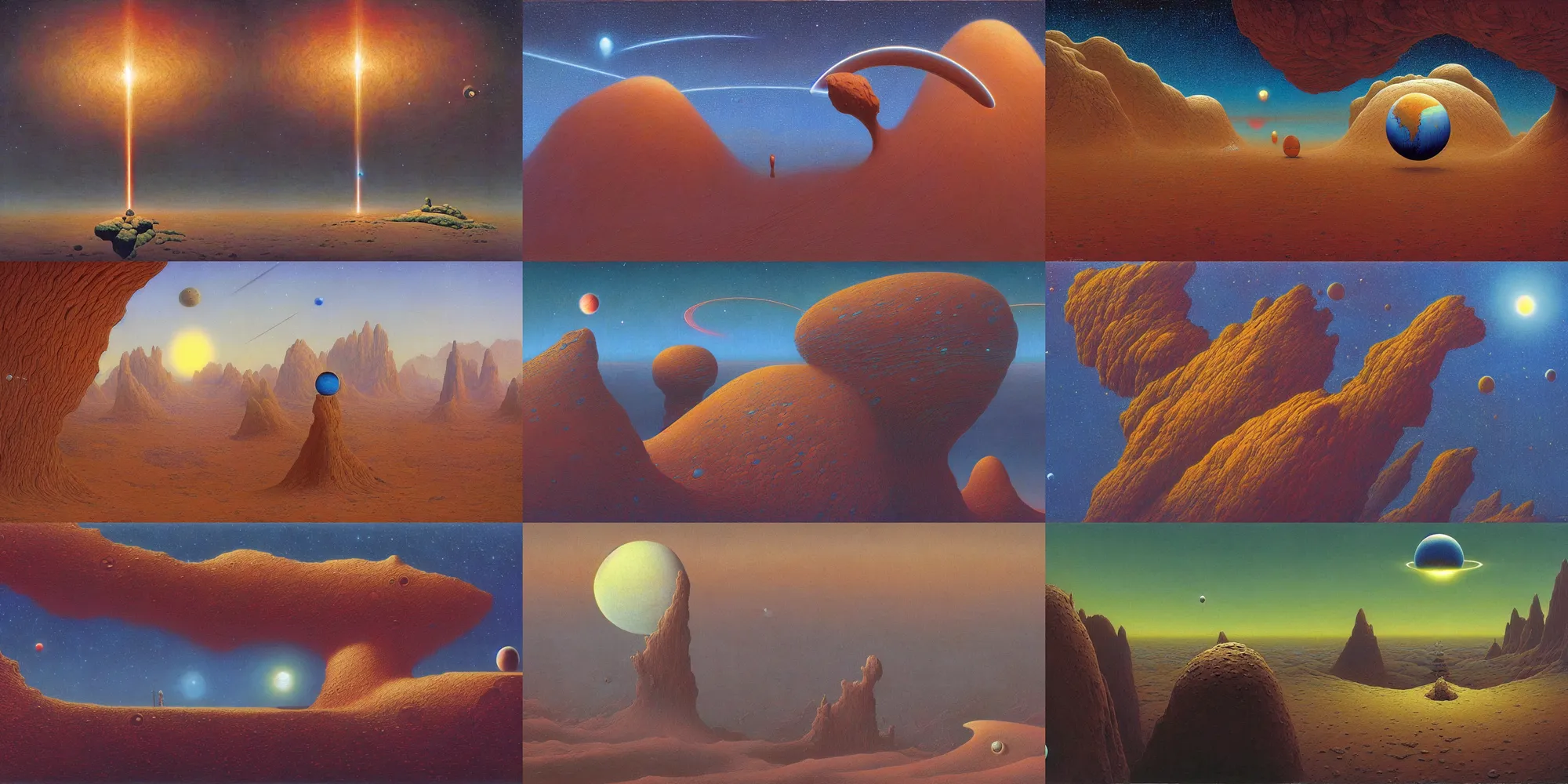 Prompt: cloisonnism!! asteroid impact with planet in no mans sky, masterpiece, moebius!, ( bekskinski )