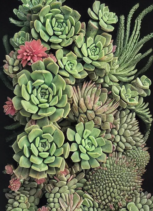 Prompt: A super-detailed poster of succulent by Maria Sibylla Merian, photorealism,