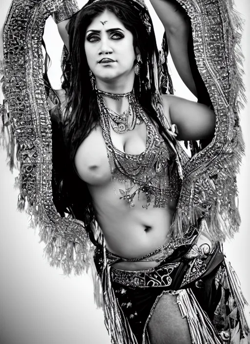 Image similar to hyper realistic photography of bellydancer festival warrior curvy partygirl cinematic, vallejo, diego rivera