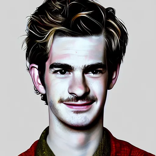 Image similar to portrait of andrew garfield, highly detailed, centered, solid color background, digital painting