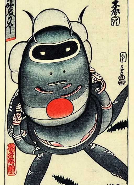 Image similar to a roswell grey alien as a yokai illustrated by kawanabe kyosai and toriyama sekien