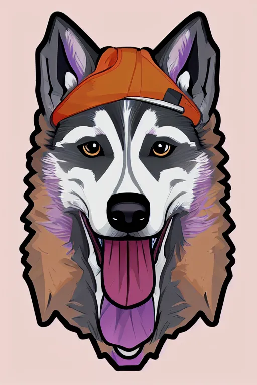 Image similar to A portrait of a gangster husky, sticker, highly detailed, colorful, illustration, smooth and clean vector curves, no jagged lines, vector art, smooth