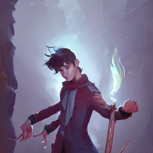 Image similar to fantasy, a skinny young male magician, highly detailed, intricate, smooth, characterized by roman shipunov, etienne hebinger, atey ghailan, cgsociety, cynical realism, fantasy art, 2 d game art