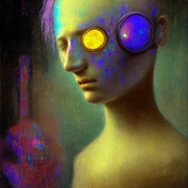 Prompt: iridescent hyperpop cyberpunk opal hacker, future perfect, award winning digital art by santiago caruso and odilon redon