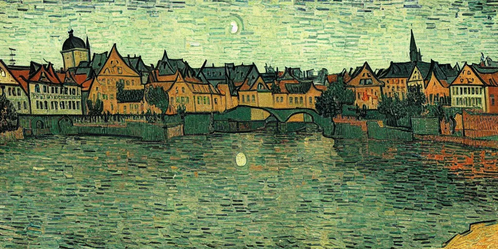 Image similar to Bamberg painted by Van Gogh