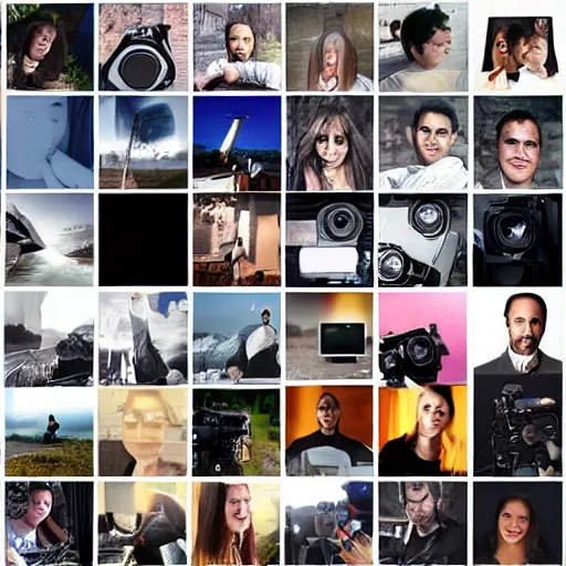 Prompt: camcorder effect numerous cohort 5 x 5 grid