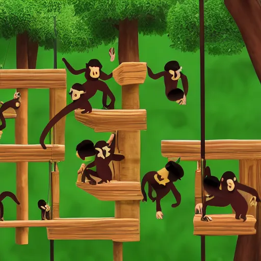 Image similar to realistic monkey simulation game, corporate are style