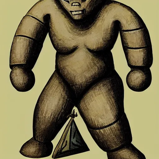 Prompt: inuit golem, dungeons and dragons manual illustration