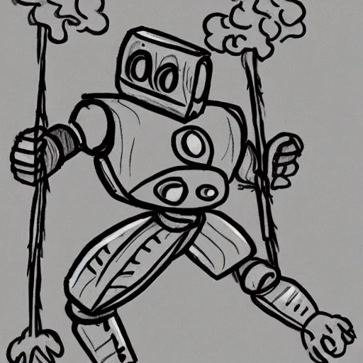 Image similar to caveman drawings. robot overlords