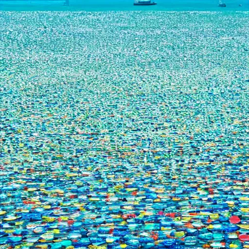 Image similar to sea with million bottles