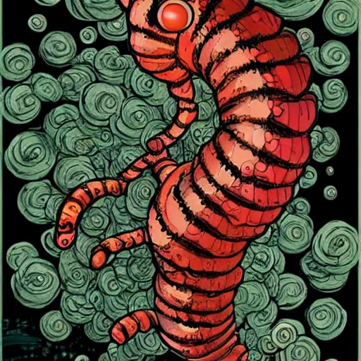 Prompt: a joyful caterpillar, art by Tom Kinkade and Yuko Shimizu, trending on artstation