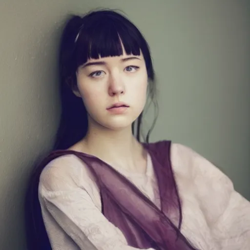 Image similar to a portrait photo of a beautiful young woman who looks like a japanese mary elizabeth winstead