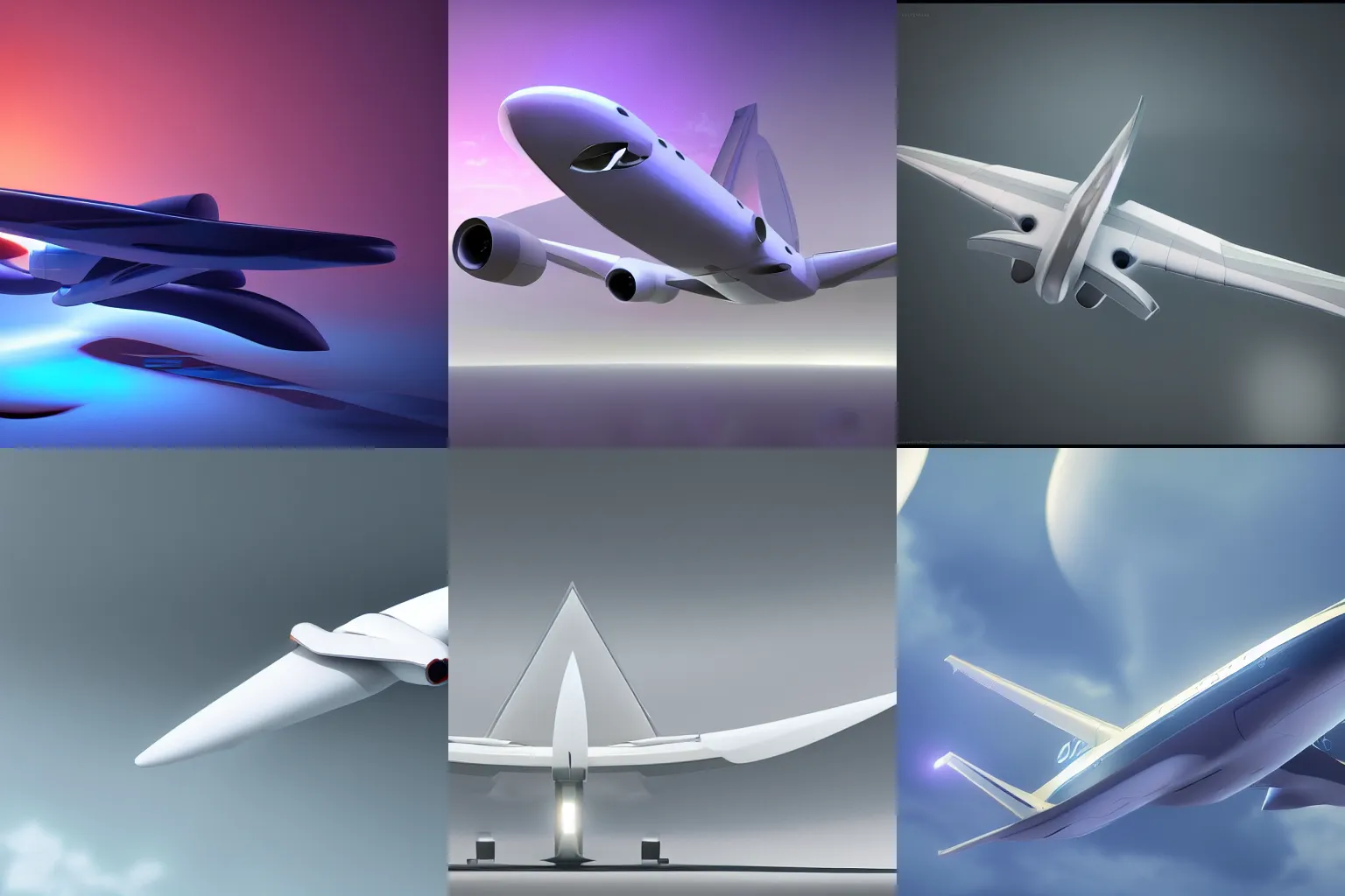 Prompt: futuristic plane designed by Apple studio lighting octane render