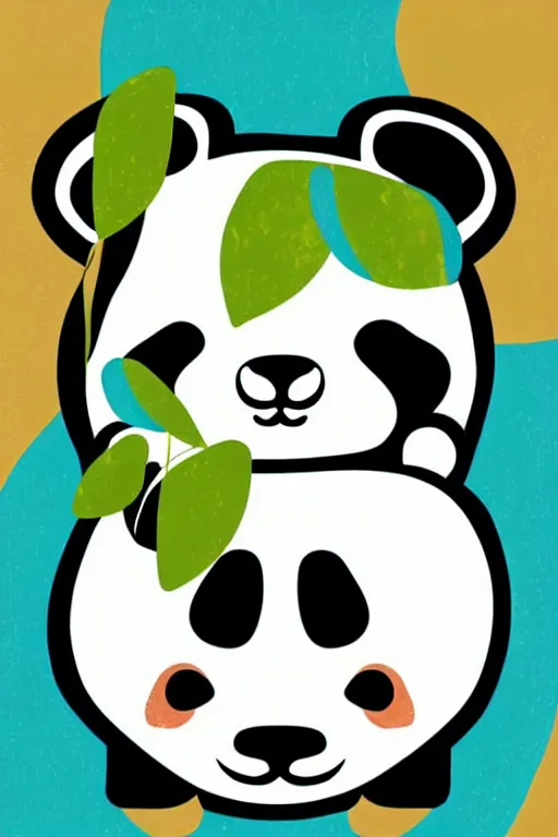 Image similar to minimalist boho style art of a colorful panda, illustration, vector art