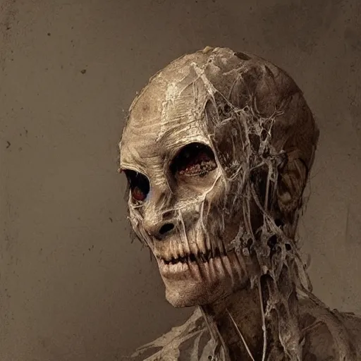 Image similar to portrait of a mummified vampire,digital art,detailed,realistic,art by greg rutkowski,deviantart