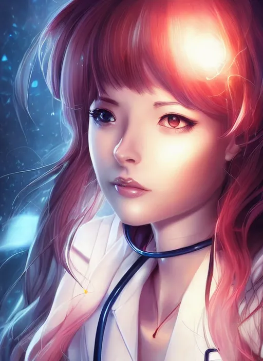 Image similar to beautiful portrait of a female Doctor who looks like Mio Naruse the testament of sister devil anime , character design by Ross Tran, artgerm detailed, soft lighting