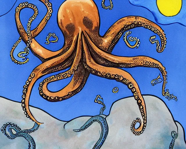 Image similar to an artist’s interpretation of an octopus wearing a space suit