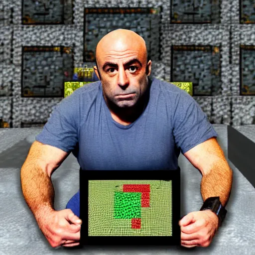 Prompt: Joe Rogan in Minecraft style