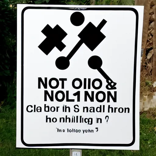 Prompt: photo of a sign that says no children and has a cross through a black and white image of children