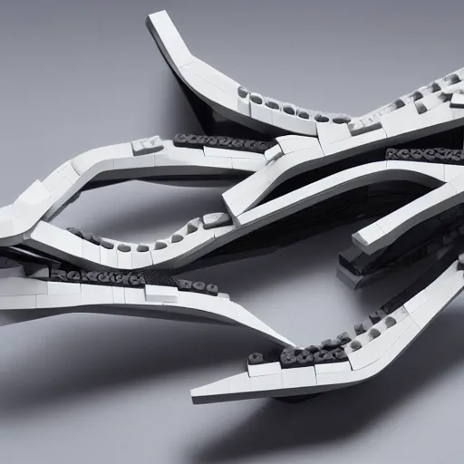 Image similar to a lego set of zaha hadid architectrue