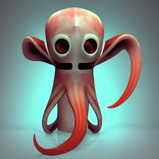 Image similar to the combination of squid and kid , concept art, trending on artstation 3D.