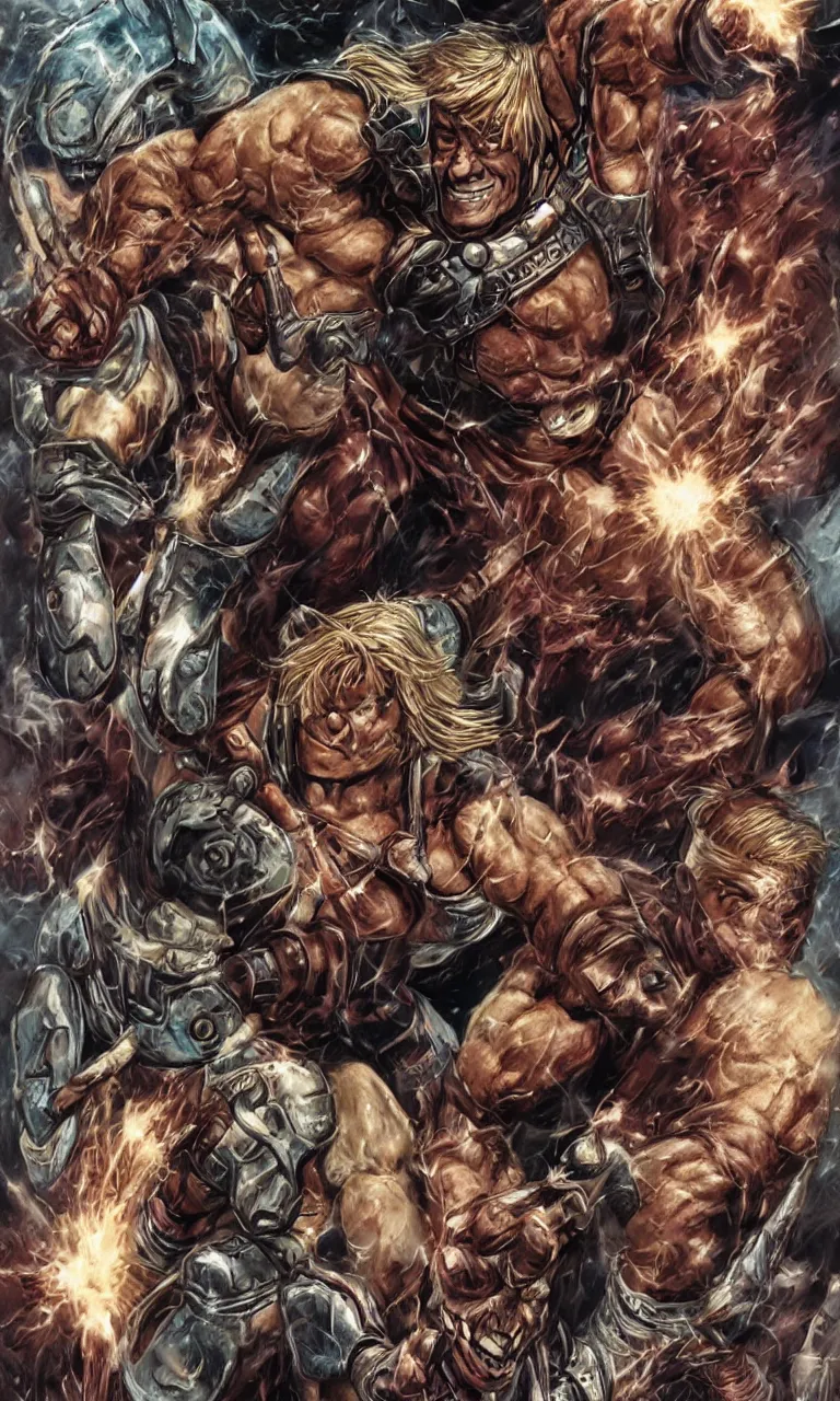 Image similar to he - man character design by lee bermejo