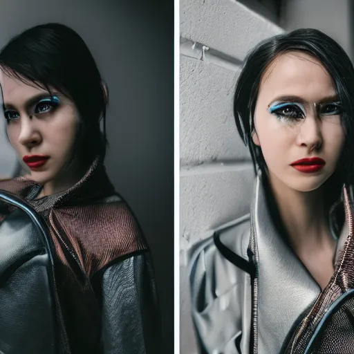 Image similar to a beautiful cyberpunk woman, canon eos r 3, f / 1. 4, iso 2 0 0, 1 / 1 6 0 s, 8 k, raw, unedited, symmetrical balance, in - frame