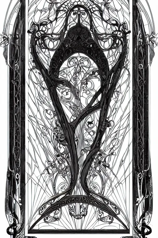 Image similar to an intricate art nouveau frame edges only, black center, highly detailed, artstation, concept art, matte, sharp focus,